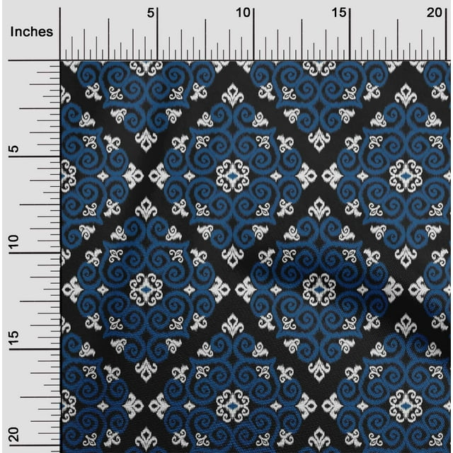 oneOone Tissu Popeline de Coton Imprimé Ikat Tourbillon au Mètre 56 Pouces de Large