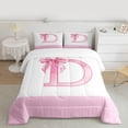 thumbnail image 2 of jejeloiu Bowtie Monogrammed D Twin Comforter Sets,Chic Bowknot Bow Bedding Set For Girls Teens Reversible 2pcs, 2 of 8