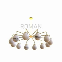 12 light globe Modern Brass Chandelier 1950's mid century ceiling light fixture for bedroom, porch area light fixture