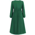 thumbnail image 7 of Hvot&aat Women's Elegant Pleated Midi Dress for Wedding Guests 2025 Fall Long Sleeve V Neck Evening Party Cocktail Dresses, 7 of 7