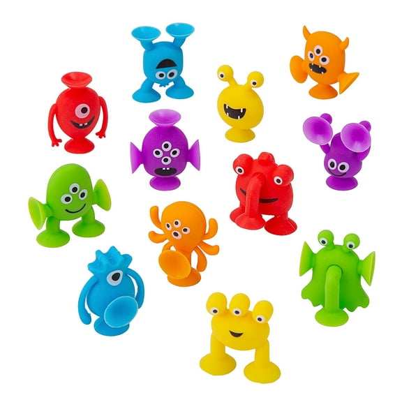 1 1/2" x 1 1/4" Mini Brightly Colored Monsters with Suction Cups - 12 Piece
