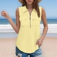 thumbnail image 6 of Pxxlle Eyelet Tops for Women Summer Casual Quarter Zip Tank Top with Pocket Loose Fit Sleeveless Beach Vacation Shirts Yellow M, 6 of 10