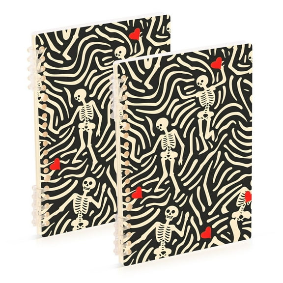 joogoo Spiral Journal Notebook Dancing Skeletons College Ruled Notebooks 8.3" x 5.7" 2 PCs
