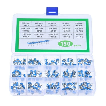 150PCS 15 Values RM065 Trimming Potentiometer Variable Resistors Assorted Kit 100 Ohm- 1M Ohm Electronic Diy Kit 6mm Assortment Box Kit