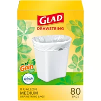 Drawstring Gain Odor Shield Medium Trash Bags - 8gal - 80ct