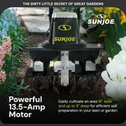 Sun Joe Electric Garden Tiller Cultivator, Steel Tines, 13.5 Amp, 16 Inch, TJ604E