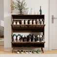 thumbnail image 4 of Kadyn Large Farmhouse Shoe Cabinet with 2 Flip Up Drawers, 31.5" Shoe Storage Cabinet with Adjustable Shelves & Anti-Tip Device, Entryway Hallway Organizer for Living Room Home, Walnut, 4 of 17