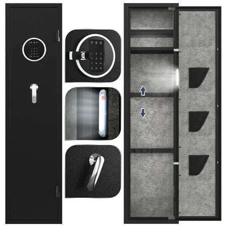 5-6 Gun Safe for Rifle Large Gun Safes for Home Rifle and Pistols Digital Gun Cabinet with Backlight Keypad and Privacy Virtual Password Gun Safes & Cabinets with Dual Removable Shelves