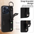 thumbnail image 5 of Allytech Wallet Case for iPhone 15 Pro Max, [Card Slot] [Ring Buckle] [Adjustable Wristband with Snap Buckles] Premium PU Leather Kickstand Shockproof Case Cover for Women Men - Black, 5 of 10