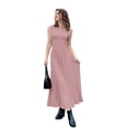 thumbnail image 6 of Women'S Summer Sleeveless Maxi Dress One Shoulder Casual Slim Swing Pleated Formal Dresses with Pockets Pink XL, 6 of 9