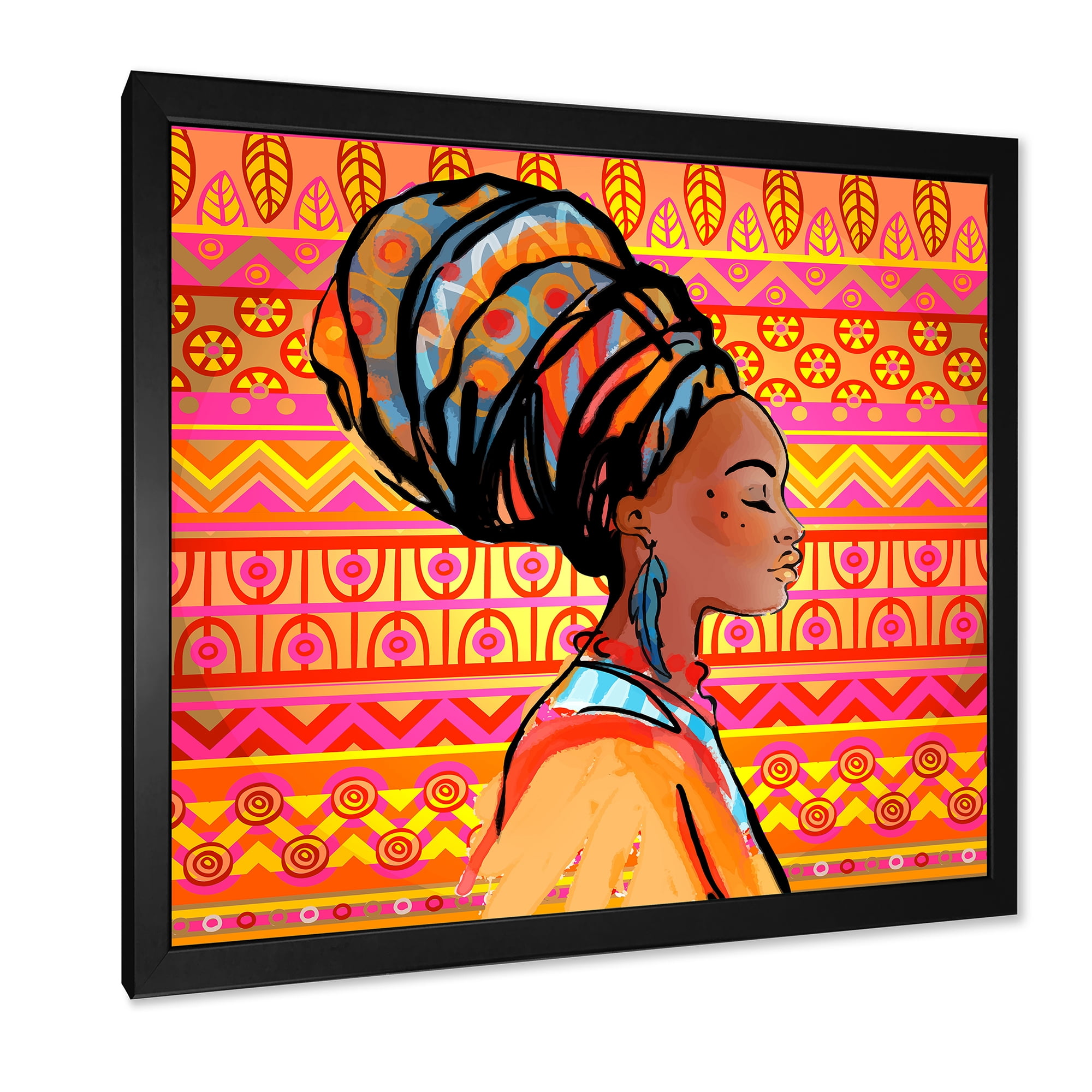 Designart 'Portrait of African American Woman With Turban I' Modern Framed Art Print