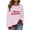 #0411-Pink, variant on Uootdi Christmas Long Sleeve Sweatshirts For Women Oversized Embroidered Striped Merry Christmas Letter Gift Printed Pullove r Ugly Xmas Sweater Tops