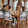 thumbnail image 5 of Christmas Chair Covers Set of 1 Winter Redsnowman Deer Pine Trees Nature Snow Scene Chair Back Covers Stretch Removable Washable Slipcovers Protector for Dining Room Kitchen Party Decor, 5 of 5