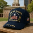 thumbnail image 3 of USA 250th Anniversary Baseball Cap – Patriotic Hat with Bald Eagle Print, Adjustable Independence Day Commemorative Gift for Men & Women, 3 of 5