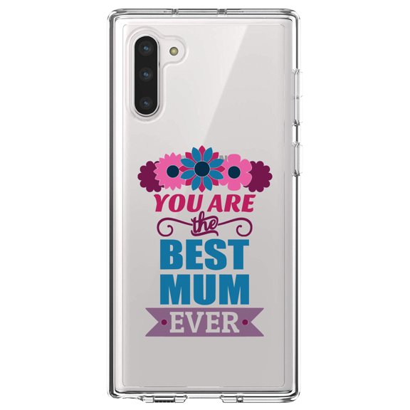 DistinctInk Clear Shockproof Hybrid Case for Samsung Galaxy Note 10 (6.3" Screen) - TPU Bumper Acrylic Back Tempered Glass Screen Protector - You Are the Best Mum Ever