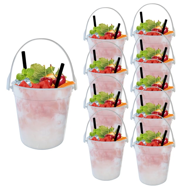 Buckets For Drinks 32oz Reusable Punch Bowls 10PACK Party Ideas Ice Bucket Smoothie Bucket Translucent 10PCS