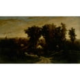 thumbnail image 2 of Edward Mitchell Bannister 24x16 Black Ornate Framed Double Matted Museum Art Print Titled: Untitled (Woman with Cattle and Sheep at Dusk)., 2 of 5