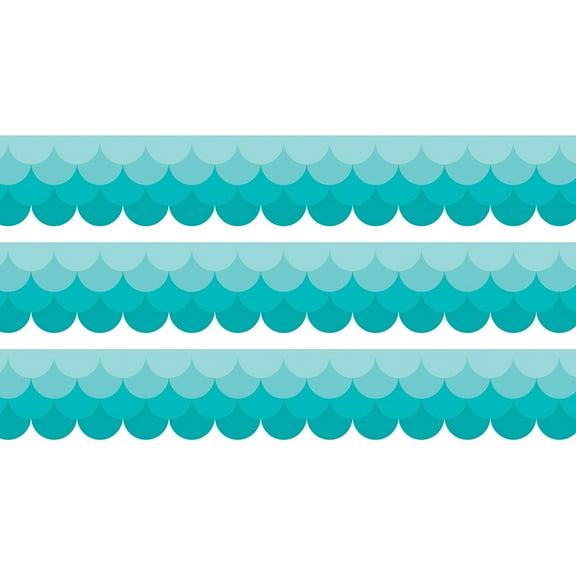 Creative Teaching Press Painted Palette Ombre Turquoise Scallops EZ Border, 48 Feet Per Pack, 3 Packs