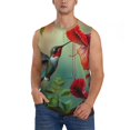 thumbnail image 2 of Fotbe Men's Hummingbird Floral Paradise Print Men's Sleeveless Muscle Tank Tops Casual T-Shirts for Gym Workout Beach-X-Large, 2 of 8