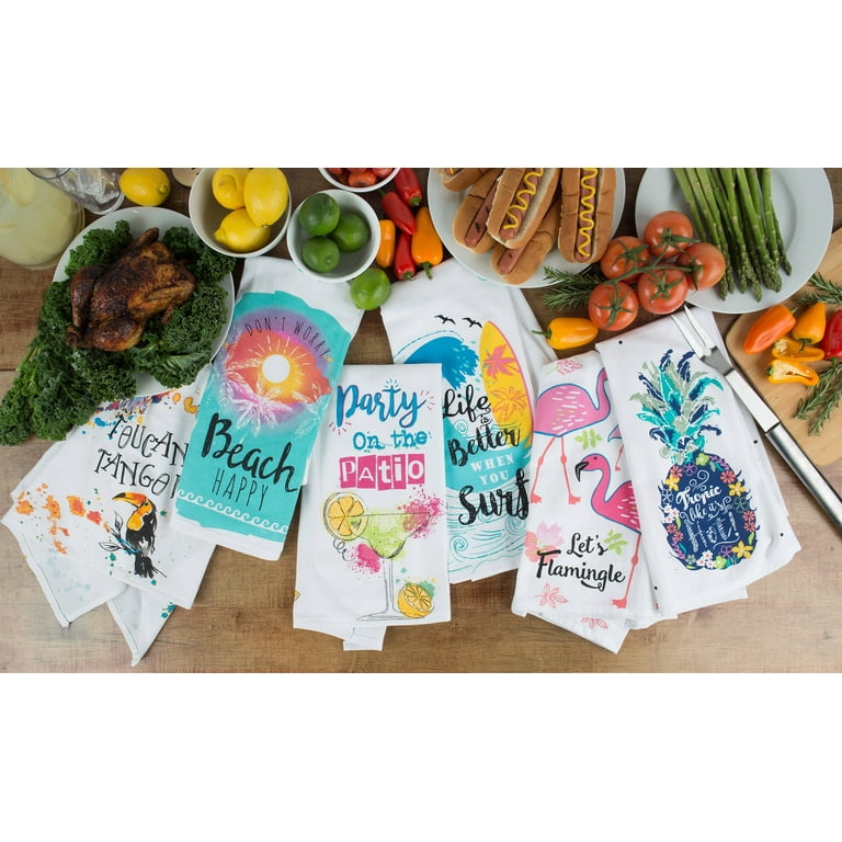 Mainstays, 6 Pack, Summer Kitchen Flour Sack Towels, Assorted Prints