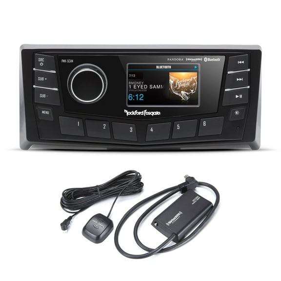 Rockford PMX-5CAN 2.7” Marine Wet Bonded Ipx6 Color Media Receiver, Nmea 2000, 2 Zone Control with Sirius/XM SXV300v1 Tuner