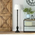 thumbnail image 2 of Evelyn&Zoe Minnie Farmhouse Floor Lamp with Fabric Shade, Blackened Bronze/White, 2 of 12