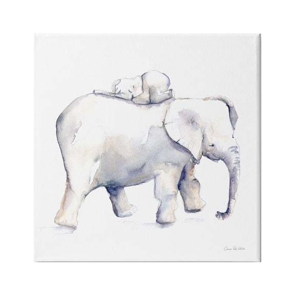 Stupell Industries Children's Baby Elephant Sleeping on Mother Safari Animal, 17 x 17, Design by Aimee Del Valle