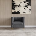 thumbnail image 3 of Home Design Weiss 3-Piece Velvet Square Arm Living Room Set with Sofa, Loveseat, and Armchair, Channel-Tufted Back, Gold Legs, Dark Gray, 3 of 11