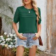 thumbnail image 2 of Uaswgudfs Women's Summer Blouse & T-Shirts: Casual Short Sleeve Shirts with Curved Hem, Round Neck Solid Top, 2 of 7