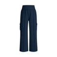 thumbnail image 6 of YOIAVAIOY Womens Stretch Waist Pants Lightweight Baggy Sweatpants Casual Long Pants with Pockets Navy M, 6 of 10
