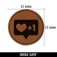 thumbnail image 2 of I Love this Bubble Heart Plus One 1 2.5" Faux Leather Round Engraved Iron-On Patch - Brown, 2 of 6