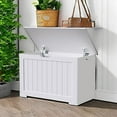 thumbnail image 6 of HYYOP  Storage Chest, 30 inches Chest Box Organizer with 2 Safety Hinges, Wooden Entryway Storage Bench, White, 6 of 10