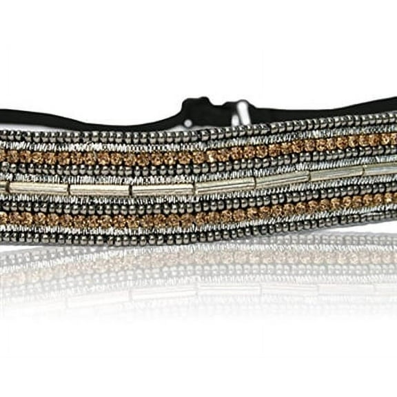 Bridesmaid Headband Silver with Bohemian Boho Accents With Adjustable Strap and Non-Slip Grip Backing