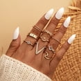 thumbnail image 4 of QJUHUNG 9 Pcs Vintage Knuckle Stackable Rings Set for Women, Bohemian Gold Plated Comfort Fit Joint Finger Rings Gift, 4 of 7