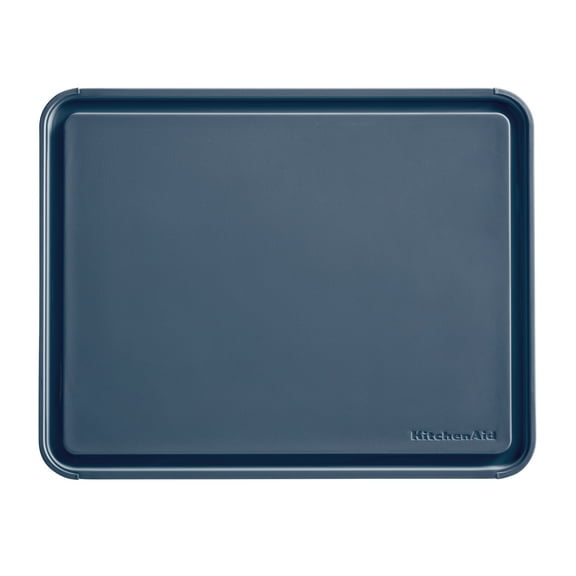 KitchenAid Classic Plastic Cutting Board with Trench, Non-Slip Edges, Dishwasher Safe, 11x14, Ink Blue