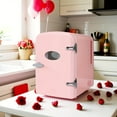 thumbnail image 6 of Vizlon Commerce 1.06gal Portable Mini Fridge and Warmer – Compact 6-Can Cooler with Freezer, Pink, Dual Power Options (12V/100-120V), Ideal for Bedroom, Office, or Kitchen Use, Mini Refrigerator, 6 of 11
