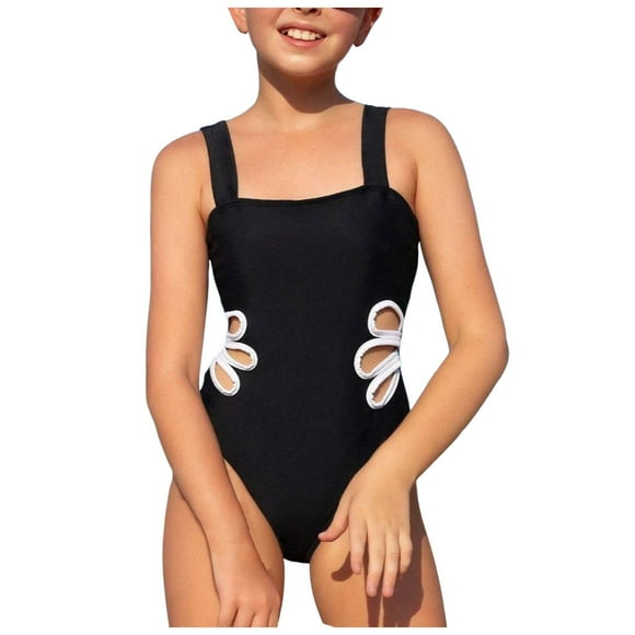 Splozh Maillot de Bain Fille Maillots de Bain pour Filles Maillot de Bain Enfants Maillots de Bain Sportifs Maillot de Bain pour Équipe de Natation Noir, 10 Ans