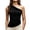 Black, variant on Noric Women's One Shoulder Sleeveless Ruched Tank Tops Slim Fit Asymmetrical Hem Casual Trendy Basic Summer Layering Tops