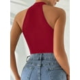 thumbnail image 2 of MORTTIC Women's Halter Neck Lace Jacquard Bodysuit Sleeveless Stretchy Tummy Control Boho Chic for Party Photoshoots & Date Nights, 2 of 3