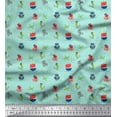 thumbnail image 1 of Soimoi Green Cotton Duck Fabric Octopus & Sailboat Geometric Printed Fabric 1 Yard 42 Inch Wide, 1 of 3