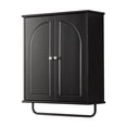 thumbnail image 2 of OONNEE Wall-Mounted Bathroom Storage Cabinet with Towel Bar & Adjustable Shelves – MDF Over the Storage Cabinet with Arched Doors, 2 of 12