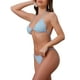 thumbnail image 4 of Conjunto de bikini de 4 piezas para mujer Inspire Chic con nudo en el cuello, parte superior de manga corta y parte inferior triangular, trajes de baño en azul claro grande, 4 of 5