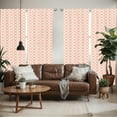 thumbnail image 2 of Ambesonne Rhombus Print Window Curtains, Ornate Squares Leaves, Each 28" W x 63" L, Salmon Champagne, 2 of 5