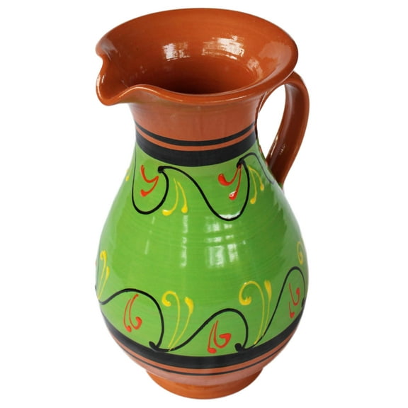 Terracotta Green, 2 Quart Pitcher - Hand Painted From Spain