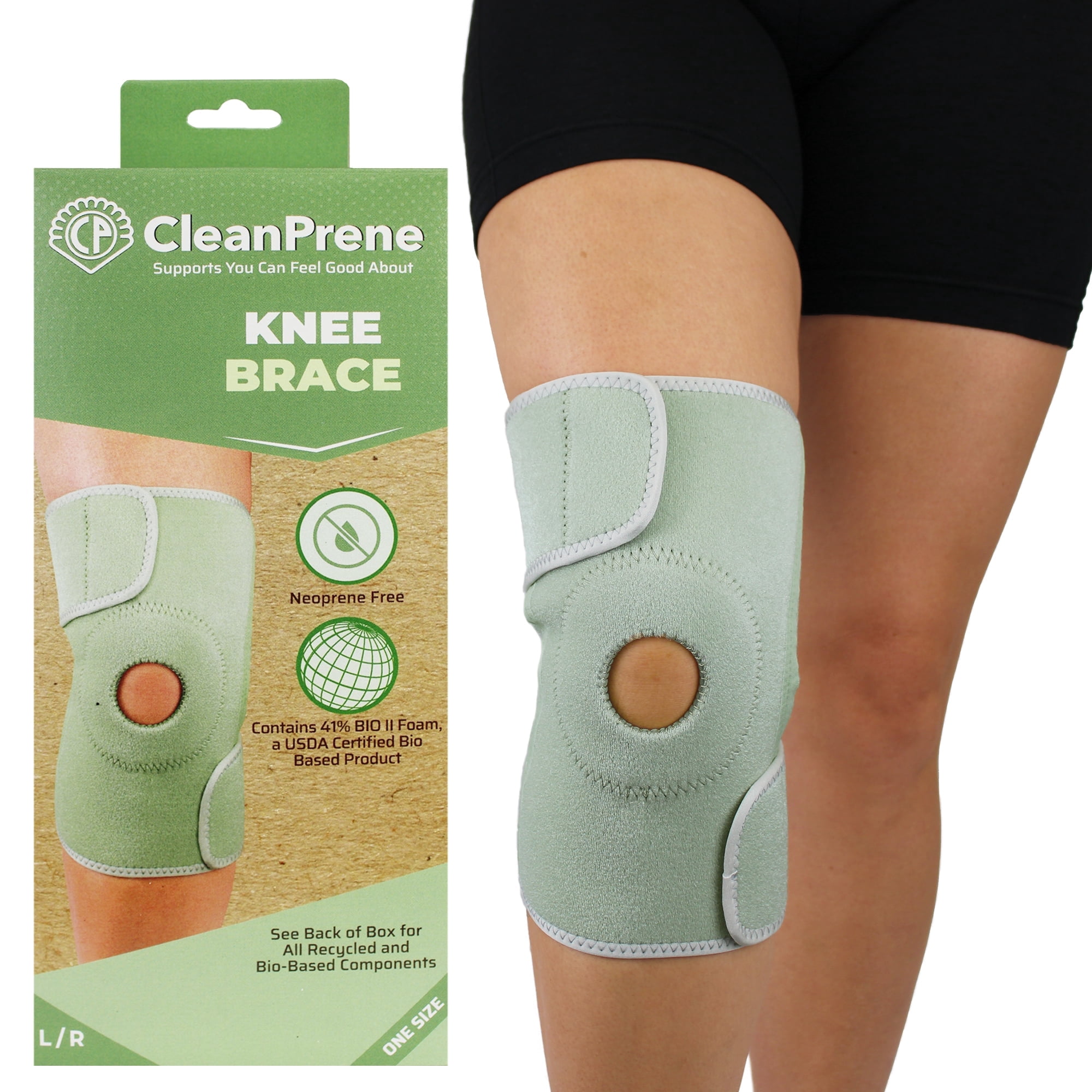 CleanPrene Knee Brace Sustainable Biobased Support One Size, 1 Ea