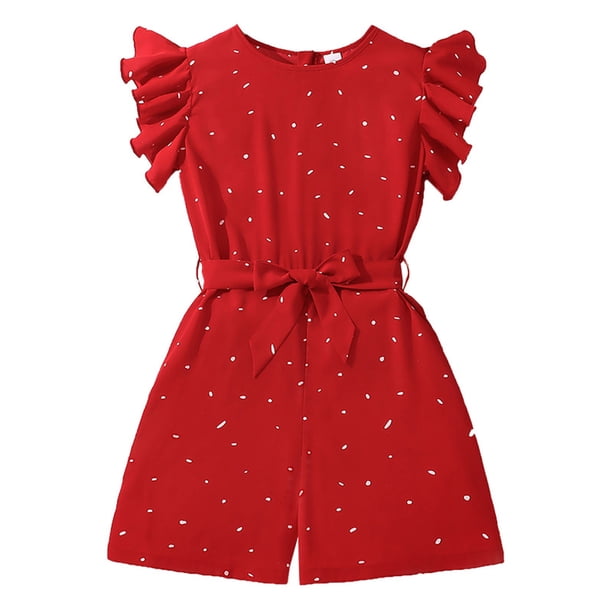 Odeerbi 8-12 Años Niñas Algodón Sudadera Ruffle Gorra Manga Romper Verano Lindo Impreso Casual Pantalones Cortos Generales