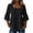 *Black, variant on VBVC Women's Cotton Linen Square Neck Top, Ladies' 3/4 Sleeve Babydoll Blouse, Lace Trim Tiered Summer Shirt For Women, Dark Blue , S-2XL