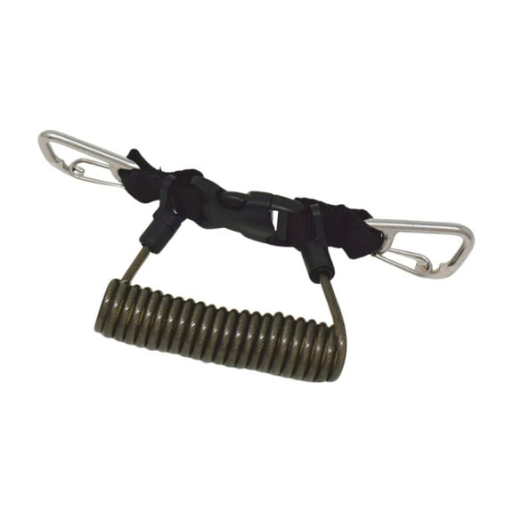 Scuba Choice Shark Coil Steel Core with Clips Lanyard, Black
