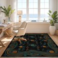 thumbnail image 3 of Design&I 8'x10' Washable Area Rug Extra Large Skid-Resistant Low Profile Wet Funky Vinyl Treble Cd Clef Disc Motif Wavy Frame Tapete Redondo for Living Room, Family, 3 of 7