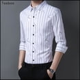 thumbnail image 3 of Taoboo 2022 Nueva camisa a rayas estilo Costa Oeste para hombre, moda de negocios, corte entallado, ropa informal para hombre, camisas de primera calidad para hombres, 3 of 4